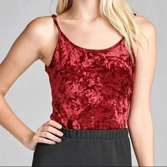 BURGUNDY VELVET BODYSUIT - Picture 2 of 4